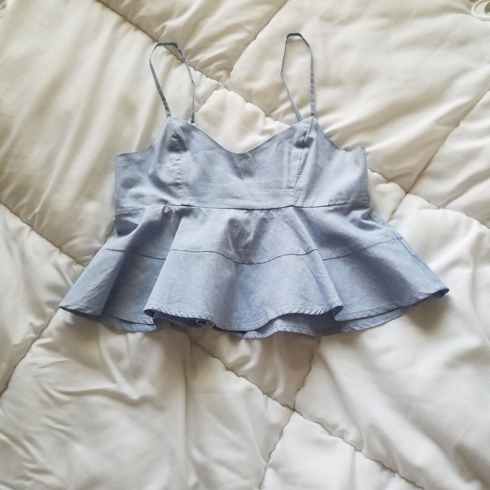 Blue peplum crop top